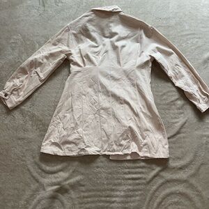 Cream Long-Sleeve Denim Dress